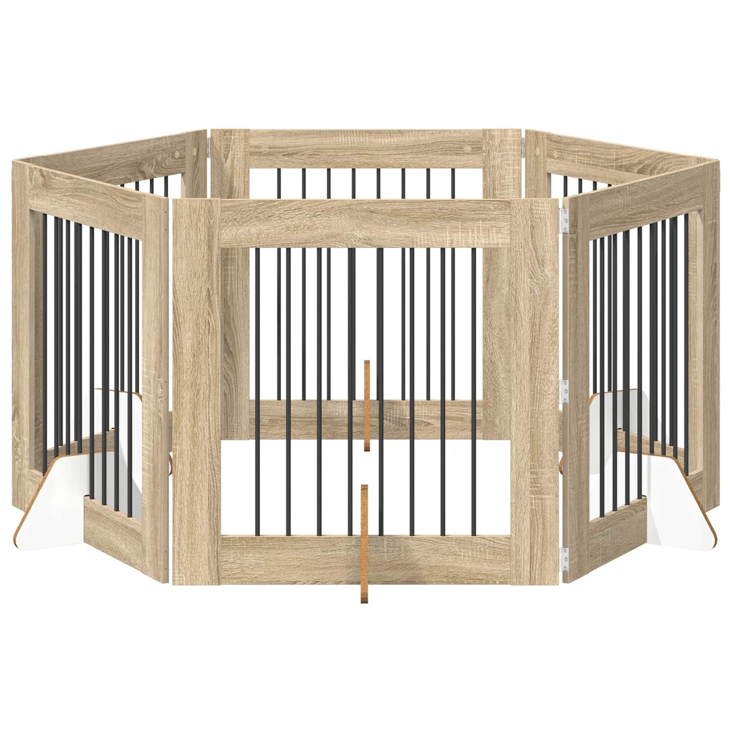 Sammenklappelig hundegitter med stativer 6 pcs Sonoma-eg 482 cm