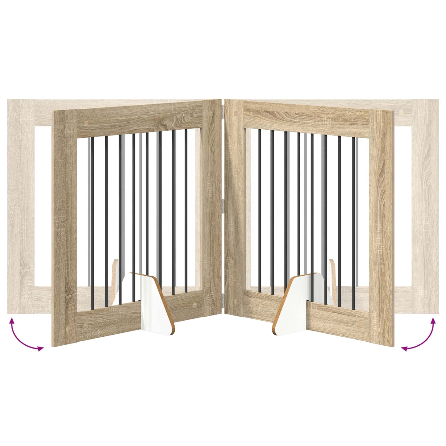 Sammenklappelig hundegitter med stativer 6 pcs Sonoma-eg 482 cm