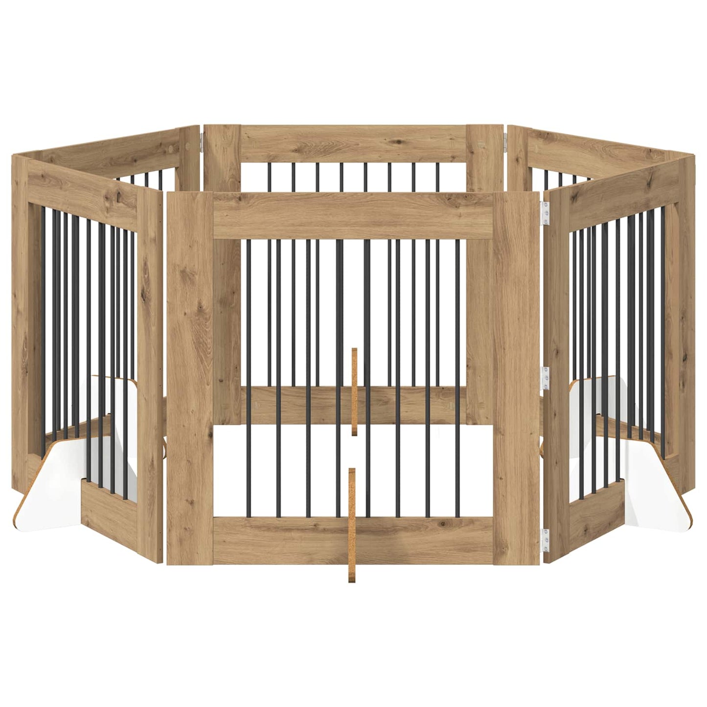 Sammenklappelig hundegitter med stativer 6 pcs Artisan-eg