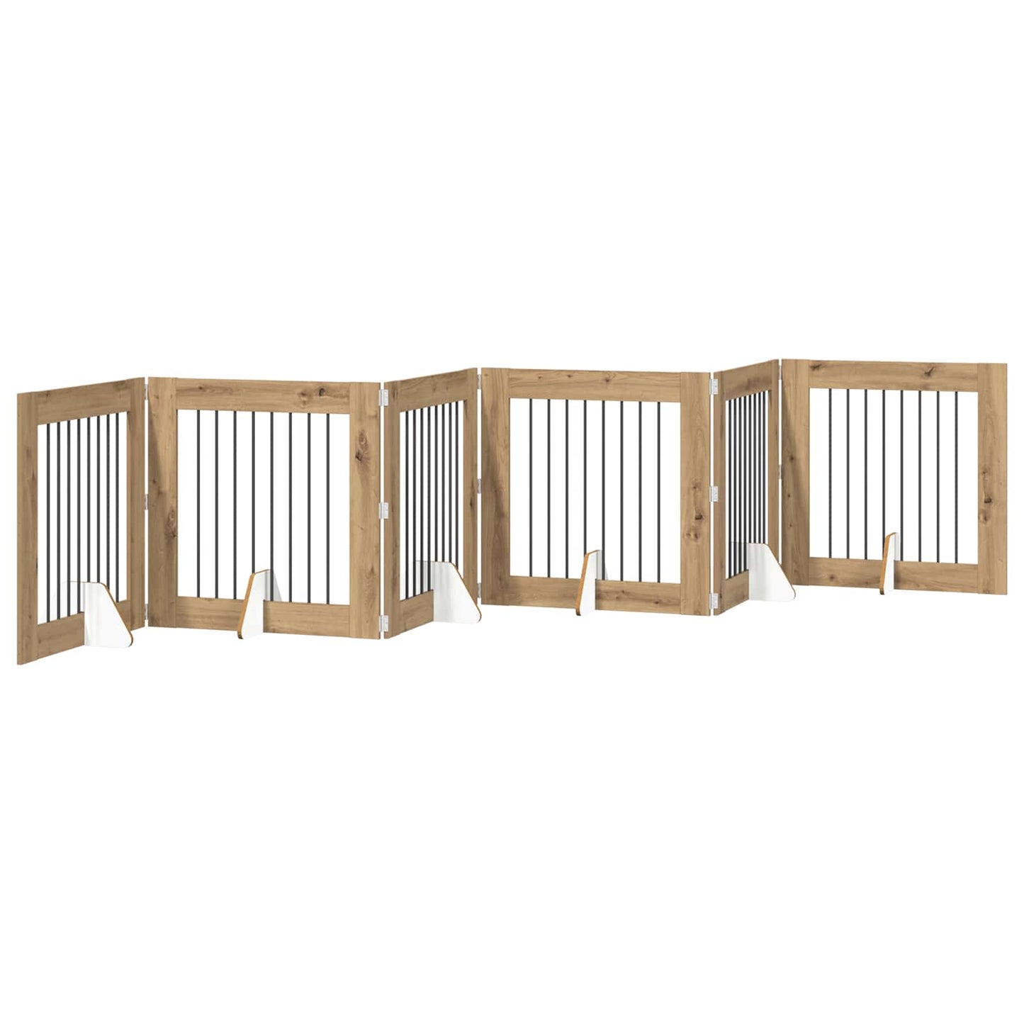 Sammenklappelig hundegitter med stativer 6 stk. Artisan-eg