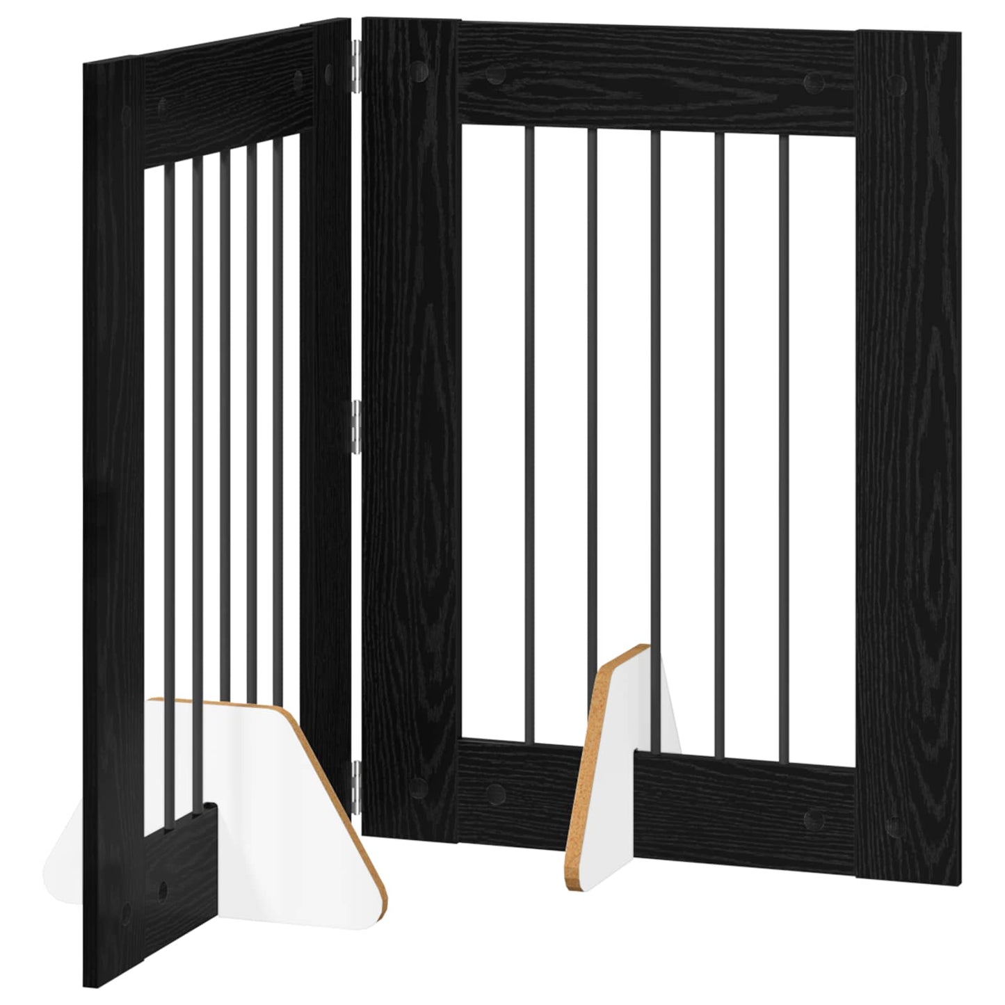 Sammenklappelig hundegitter med stativer 2 pcs Sort eg 120,5 cm