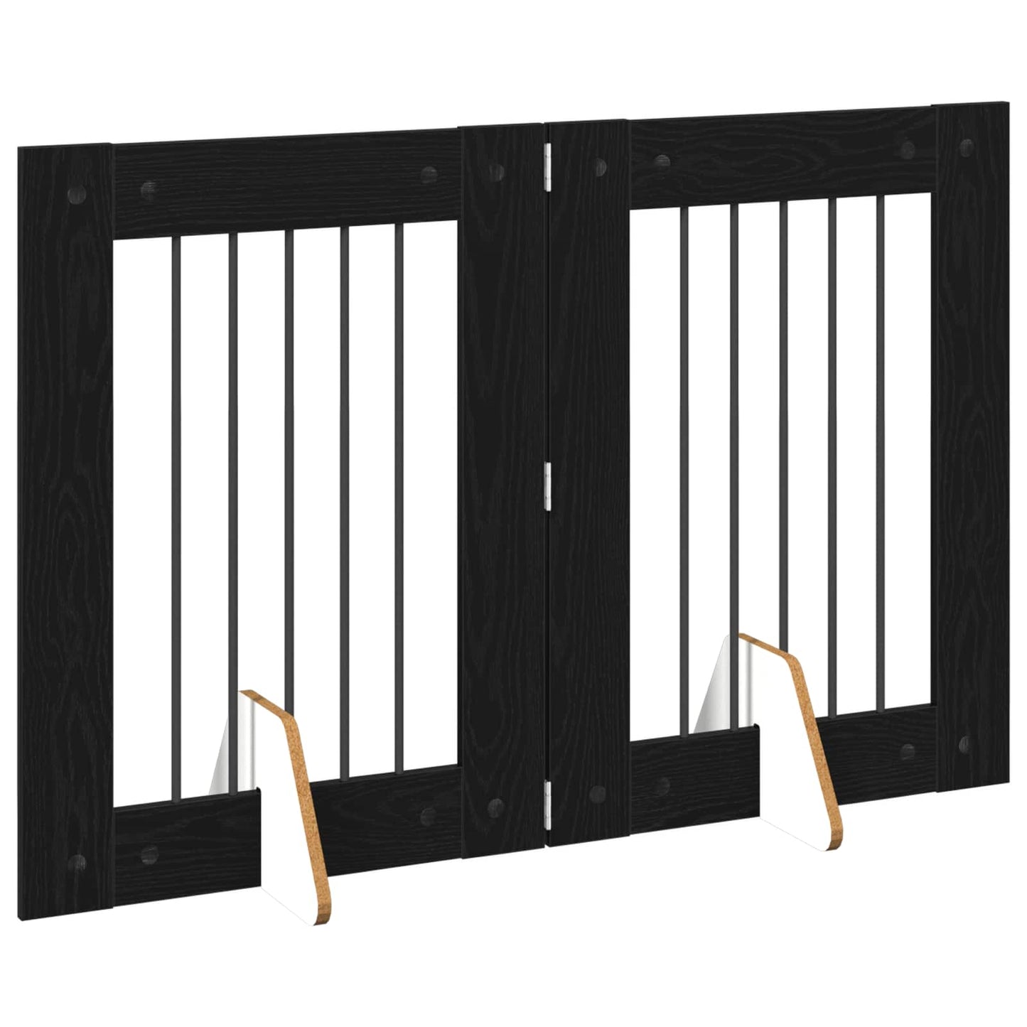 Sammenklappelig hundegitter med stativer 2 pcs Sort eg 120,5 cm