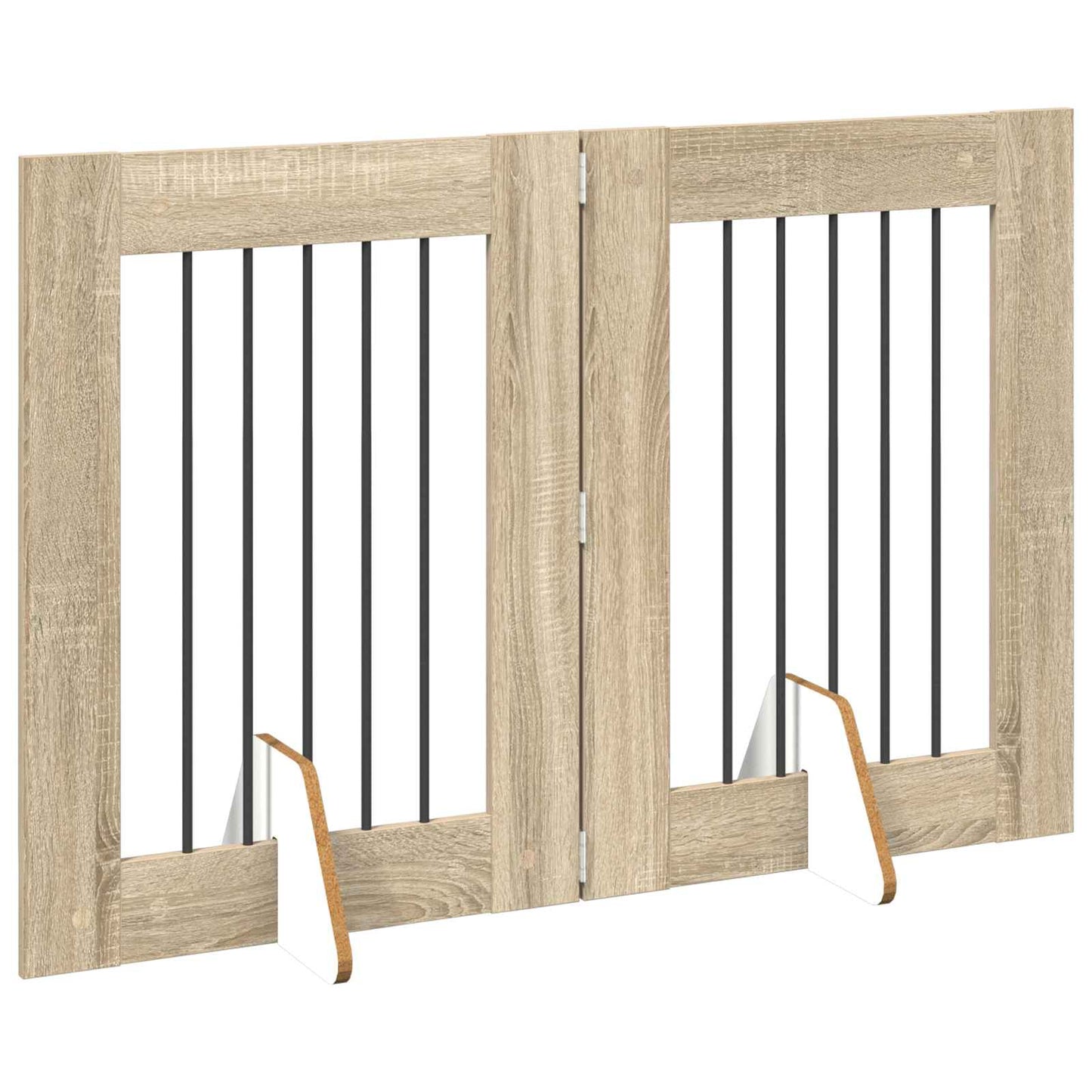 Sammenklappelig hundegitter med stativer 2 pcs Sonoma-eg