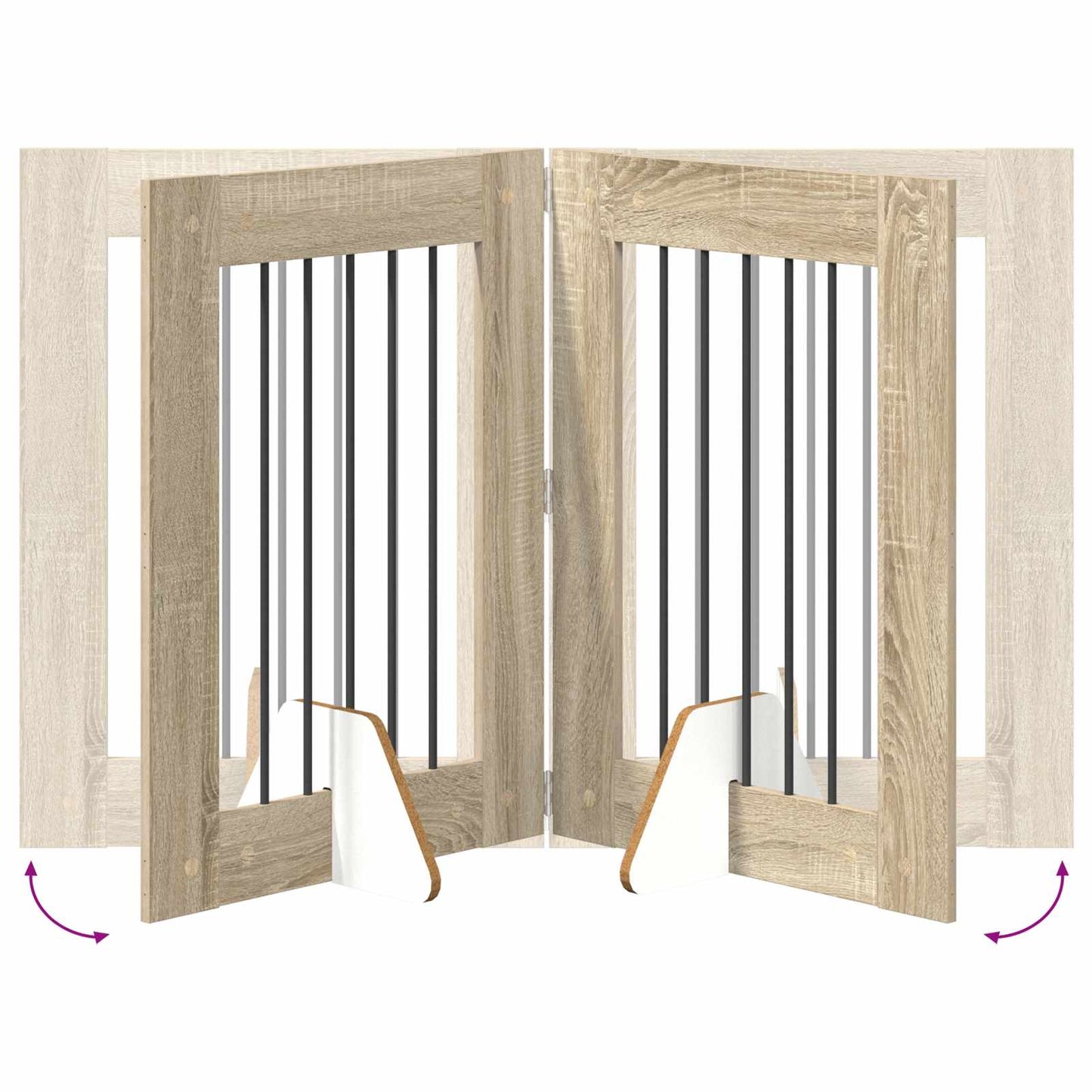 Sammenklappelig hundegitter med stativer 2 pcs Sonoma-eg