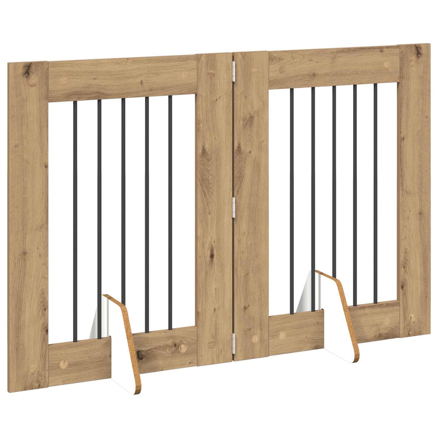 Sammenklappelig hundegitter med stativer 2 pcs Artisan-eg