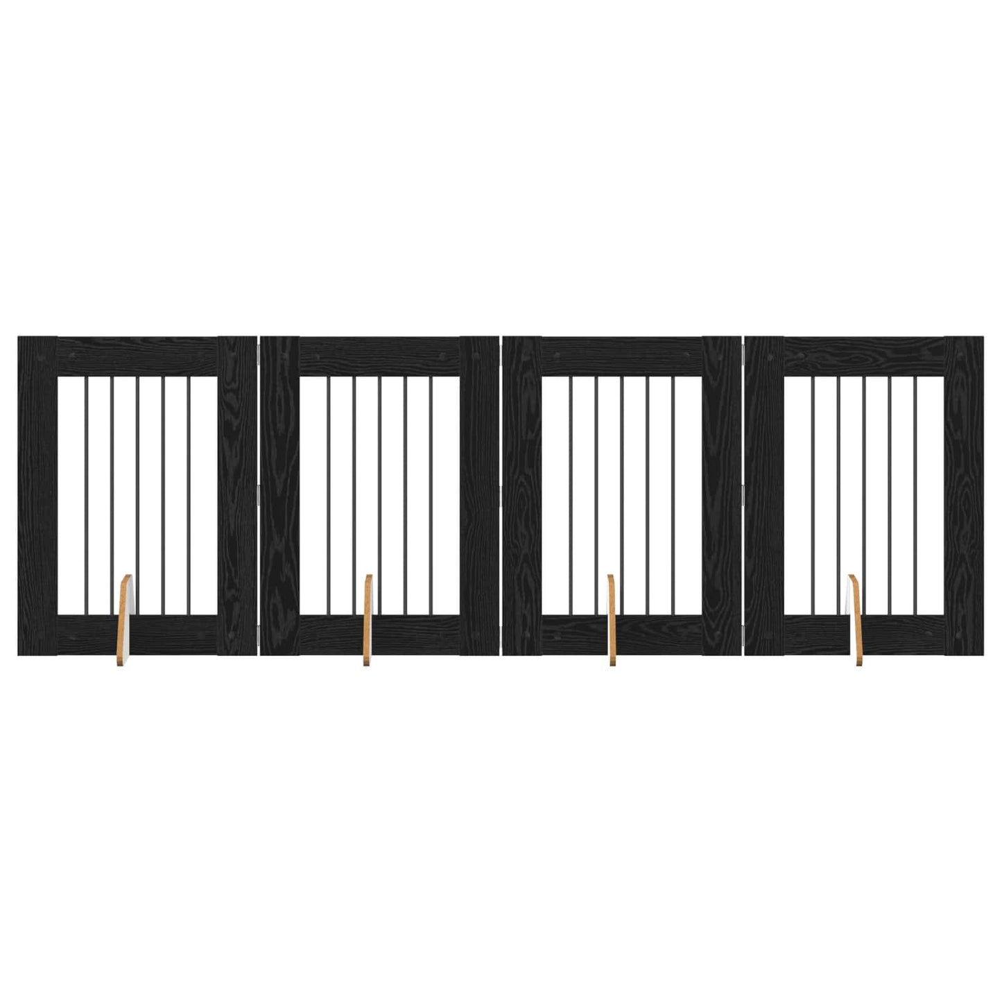 Sammenklappelig hundegitter med stativer 4 pcs Sort eg 241 cm