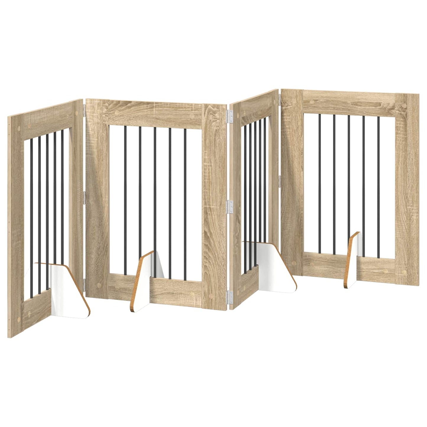 Sammenklappelig hundegitter med stativer 4 pcs Sonoma-eg 241 cm