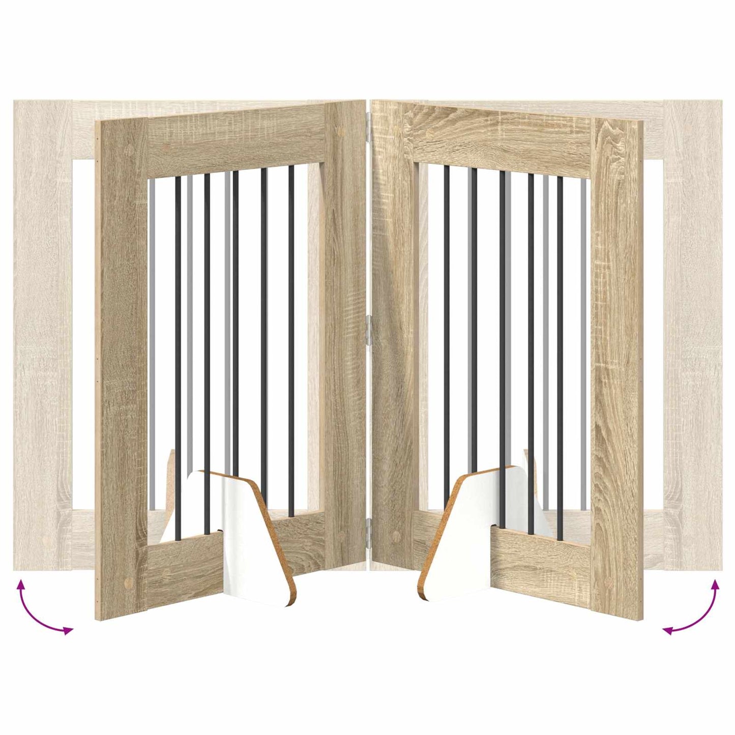 Sammenklappelig hundegitter med stativer 4 pcs Sonoma-eg 241 cm