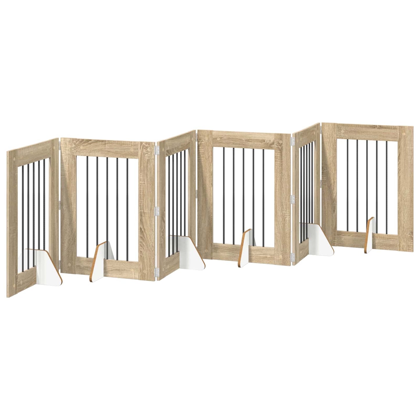 Sammenklappelig hundegitter med stativer 6 pcs Sonoma-eg 362 cm
