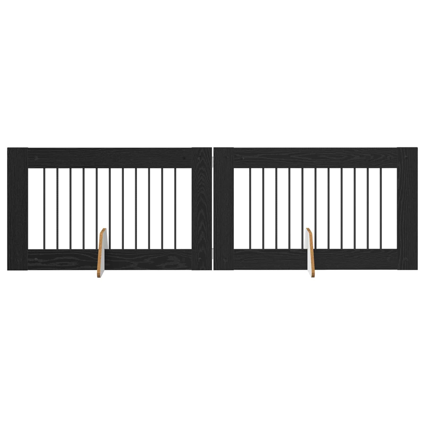 Sammenklappelig hundegitter med stativer 2 pcs Sort eg 200,5 cm