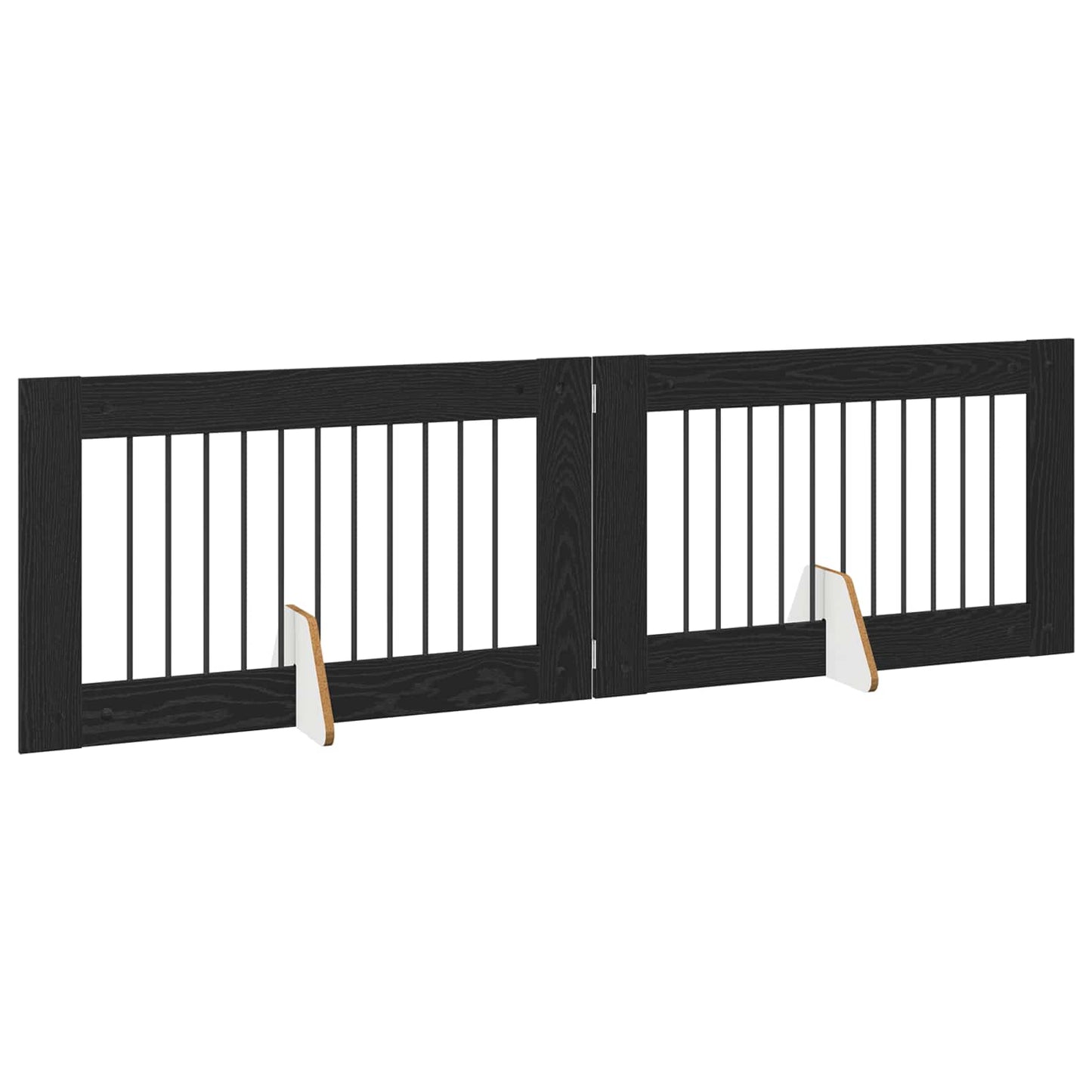 Sammenklappelig hundegitter med stativer 2 pcs Sort eg 200,5 cm