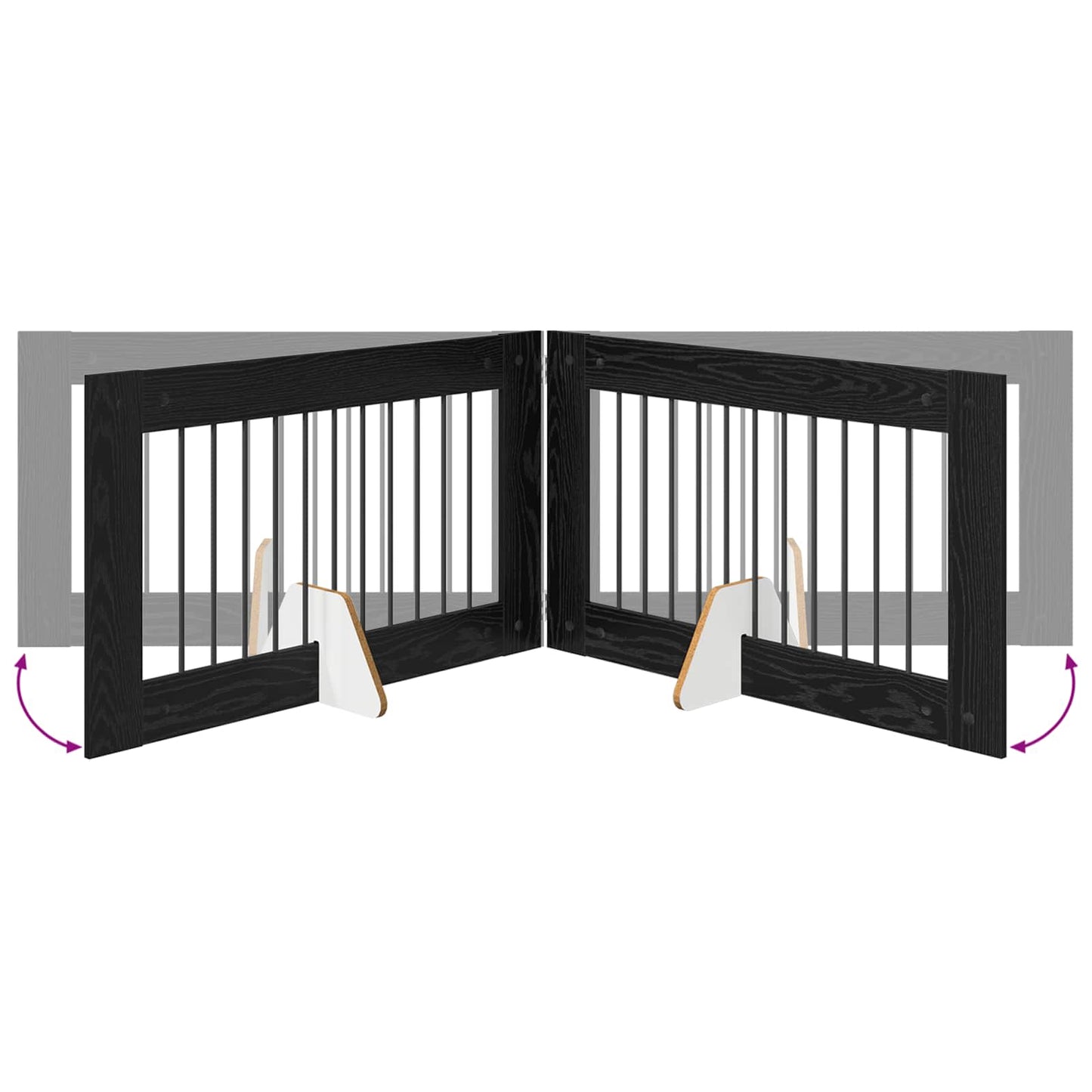 Sammenklappelig hundegitter med stativer 2 pcs Sort eg 200,5 cm