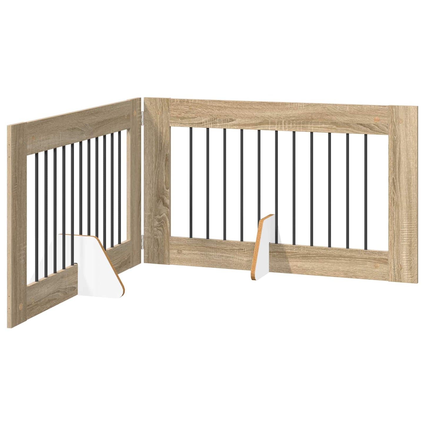 Sammenklappelig hundegitter med stativer 2 pcs Sonoma-eg