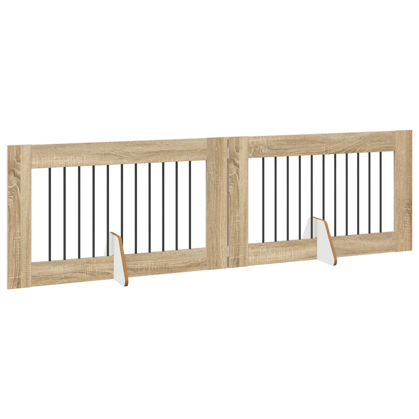 Sammenklappelig hundegitter med stativer 2 pcs Sonoma-eg