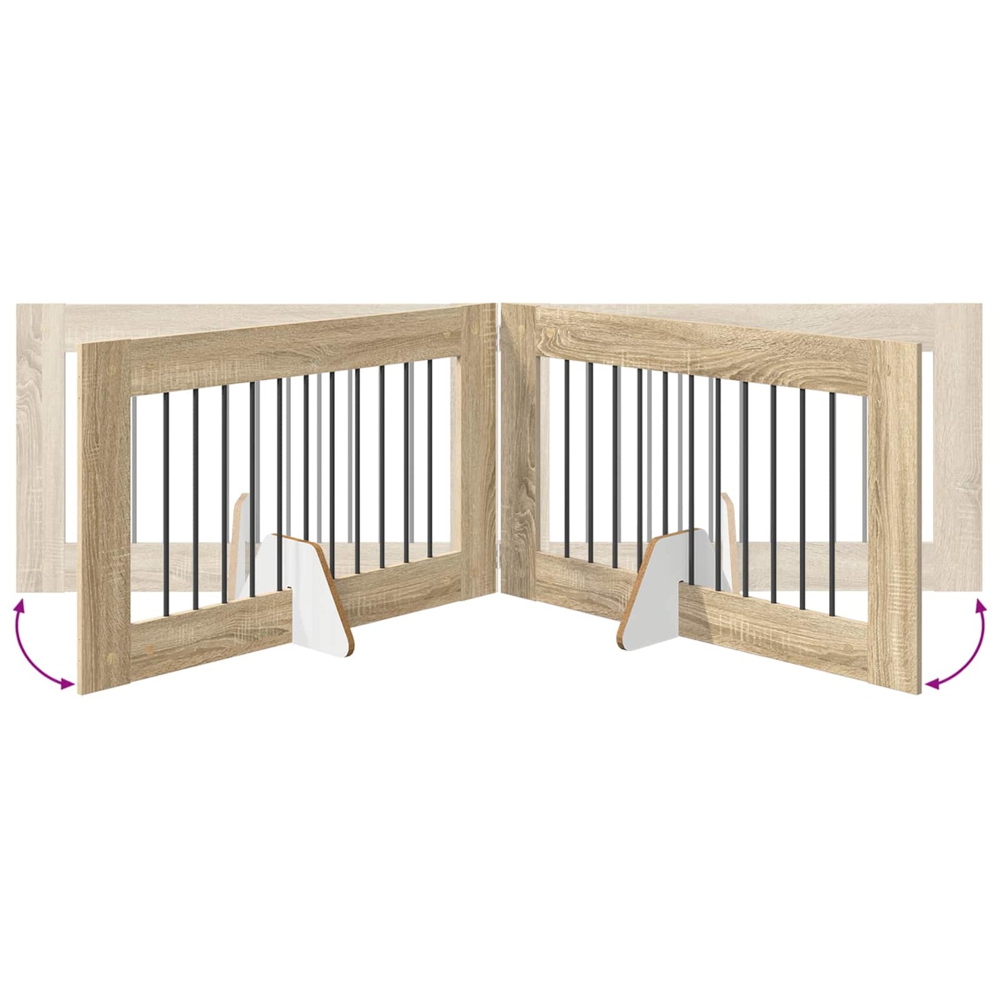 Sammenklappelig hundegitter med stativer 2 pcs Sonoma-eg