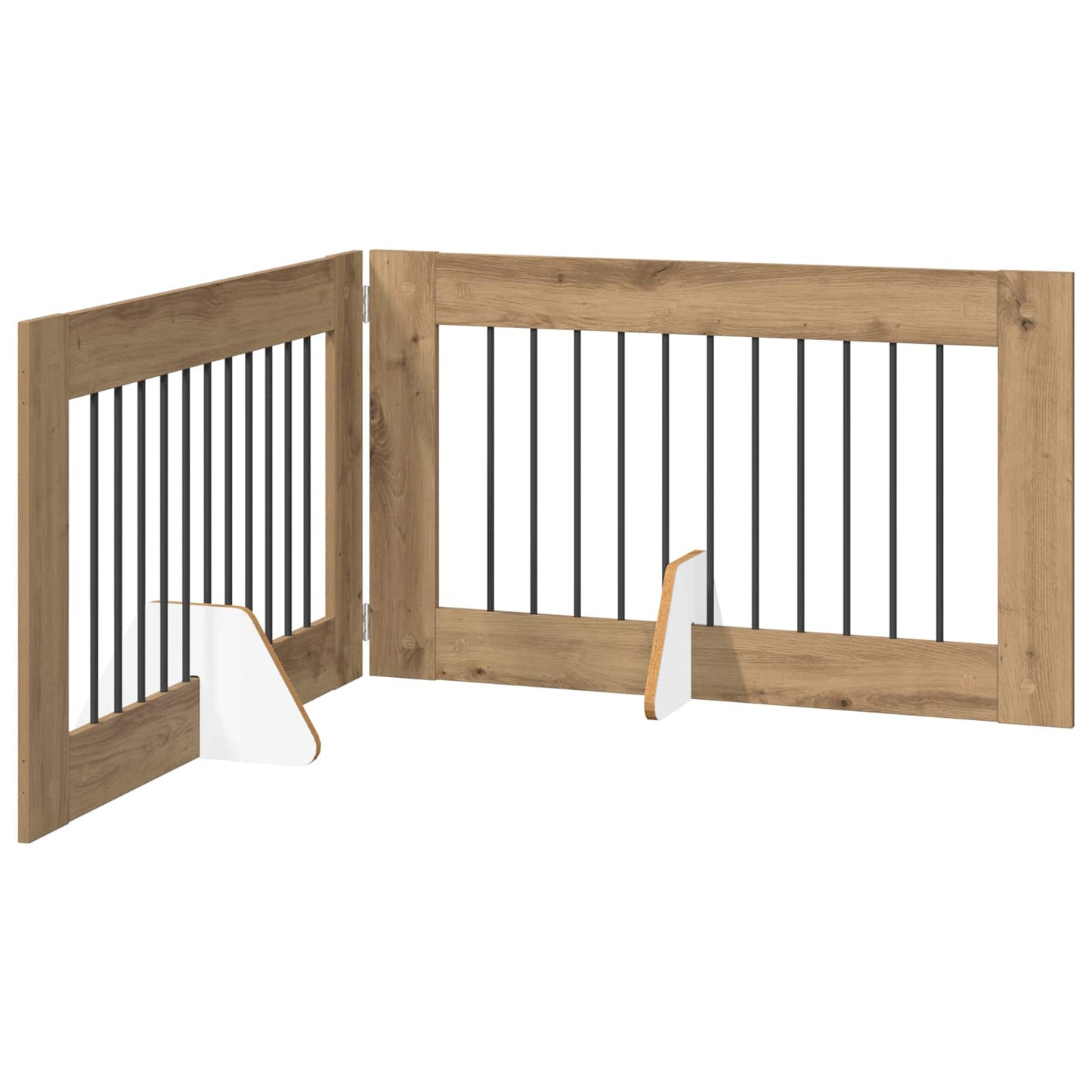 Sammenklappelig hundegitter med stativer 2 pcs Artisan-eg