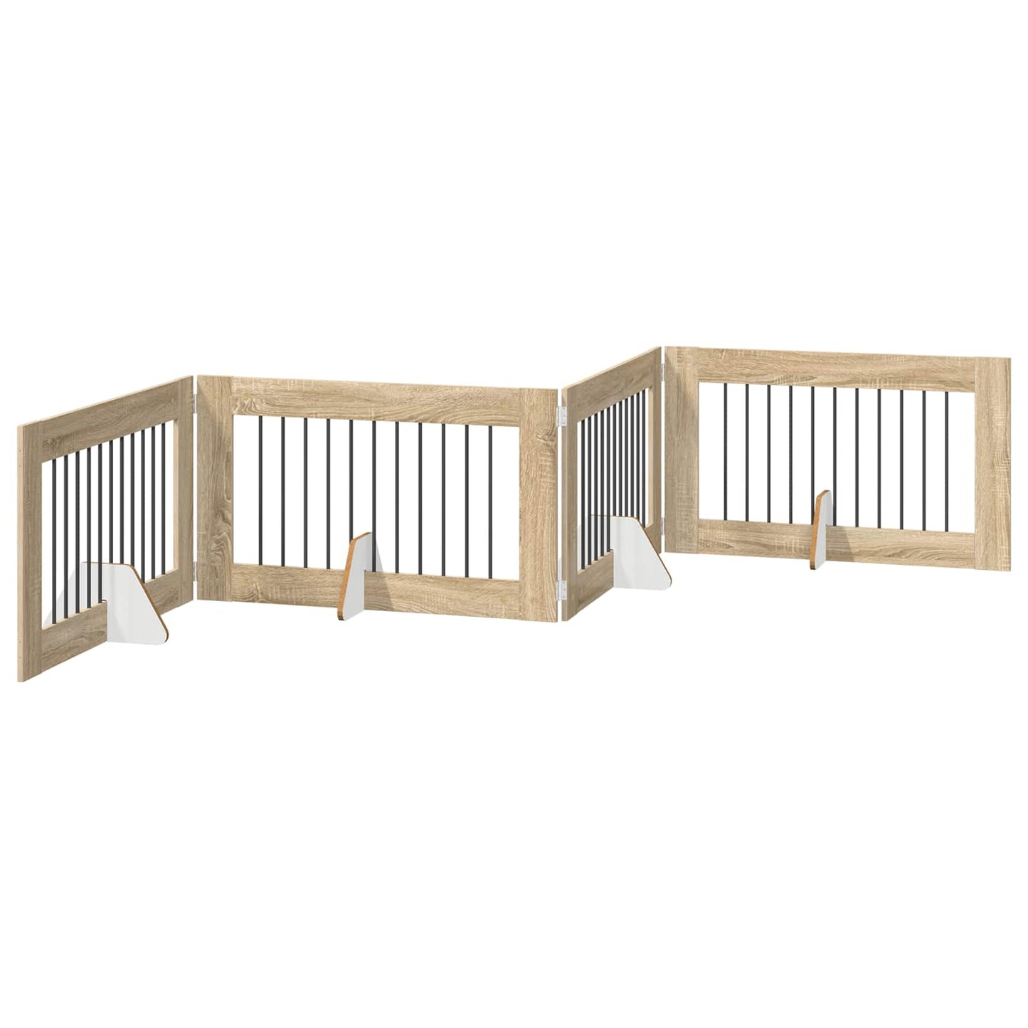 Sammenklappelig hundegitter med stativer 4 pcs Sonoma-eg 401 cm