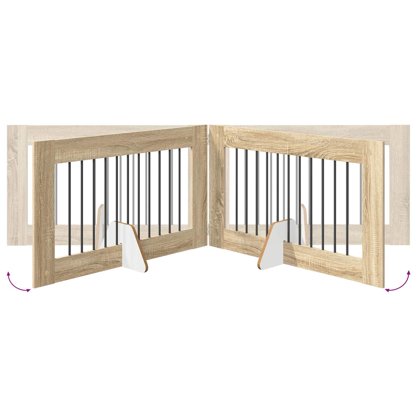 Sammenklappelig hundegitter med stativer 4 pcs Sonoma-eg 401 cm