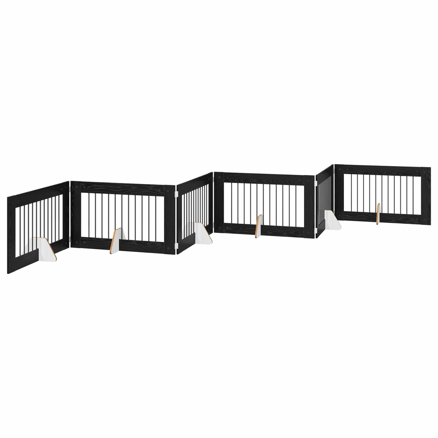 Sammenklappelig hundegitter med stativer 6 pcs Sort eg 602 cm
