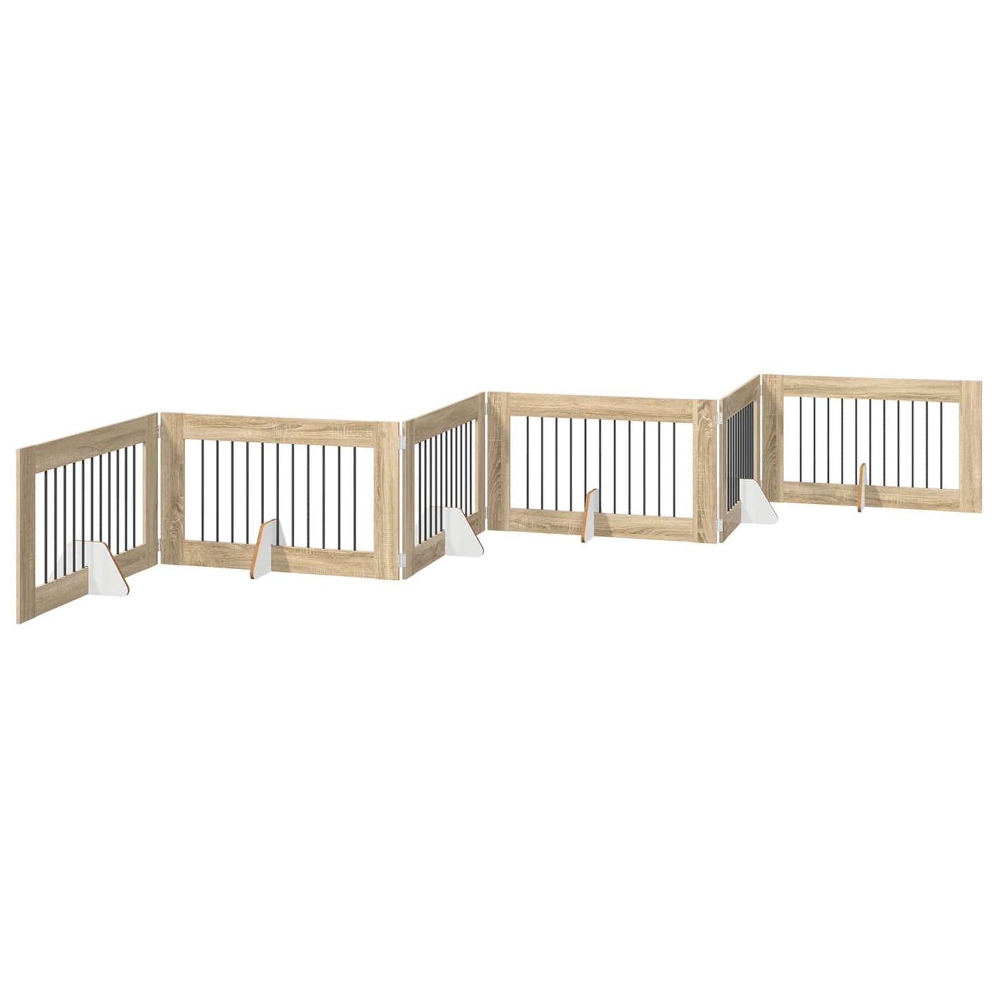 Sammenklappelig hundegitter med stativer 6 pcs Sonoma-eg 602 cm