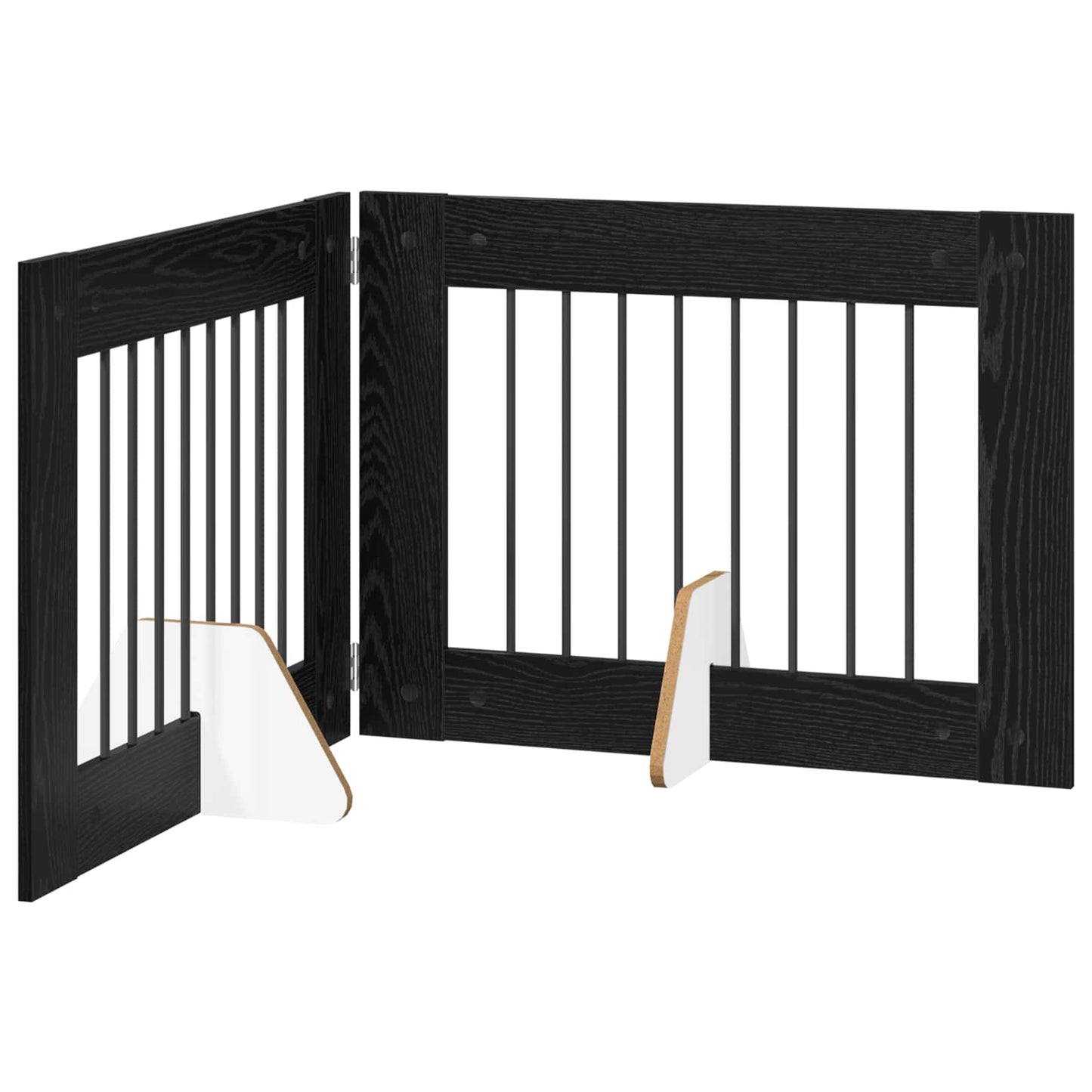Sammenklappelig hundegitter med stativer 2 pcs Sort eg 160,5 cm