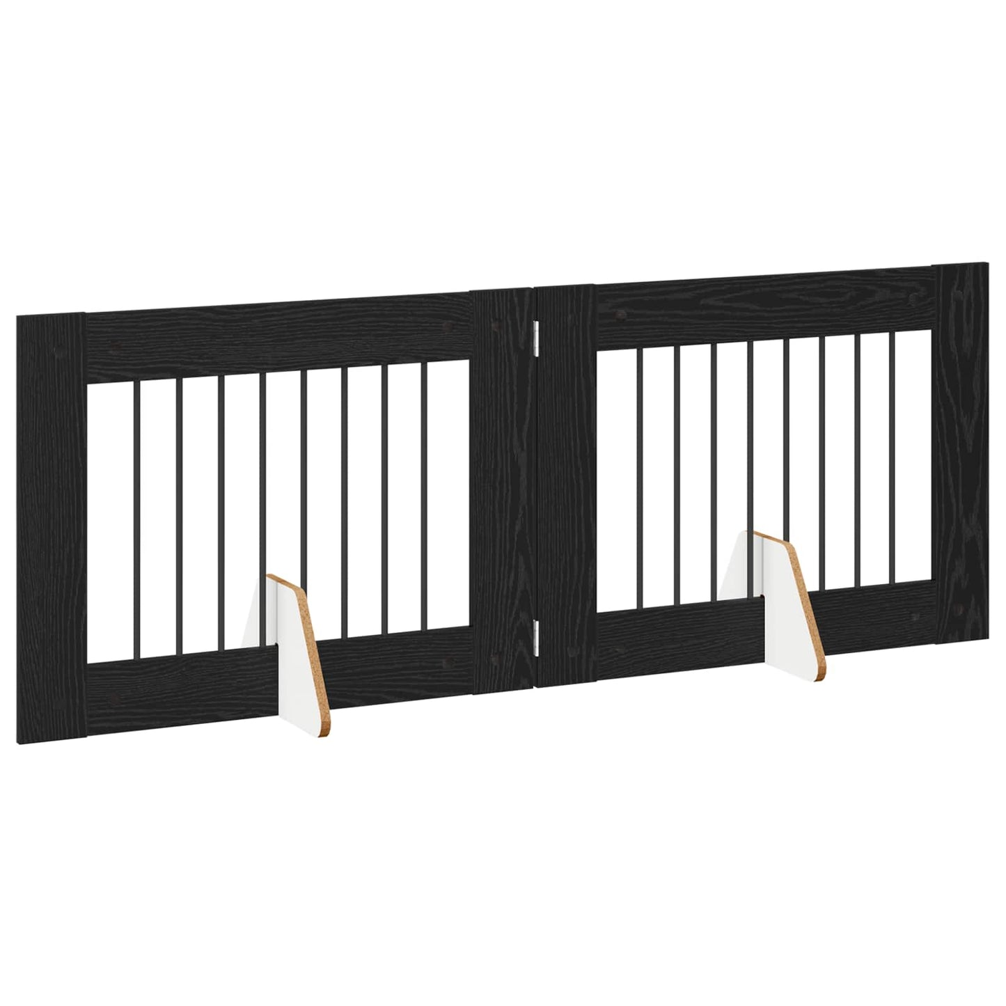 Sammenklappelig hundegitter med stativer 2 pcs Sort eg 160,5 cm