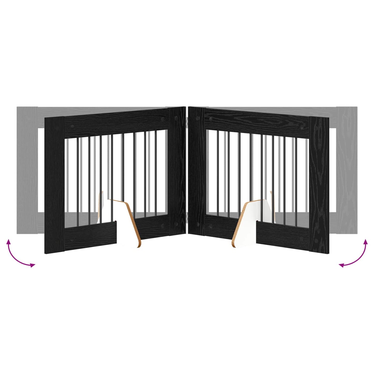 Sammenklappelig hundegitter med stativer 2 pcs Sort eg 160,5 cm