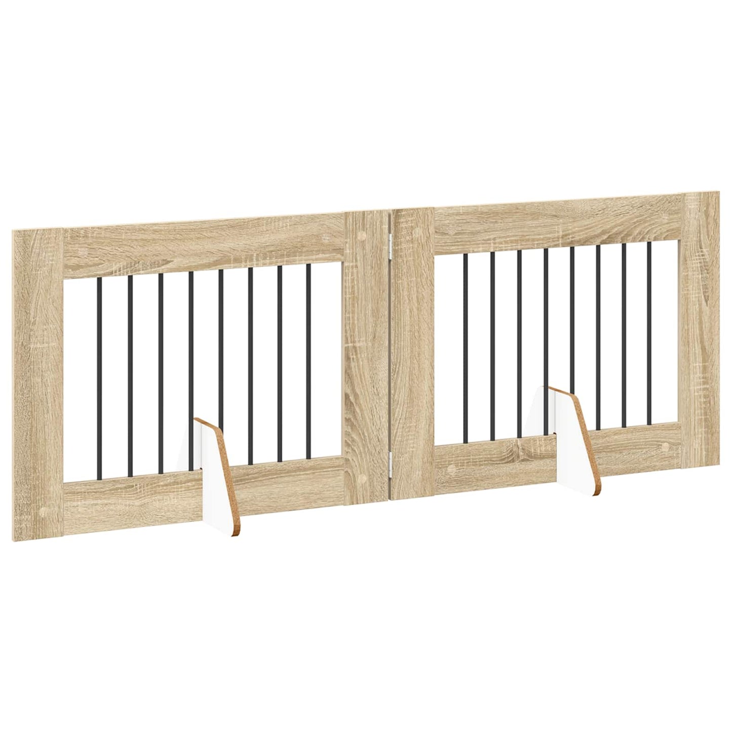Sammenklappelig hundegitter med stativer 2 pcs Sonoma-eg