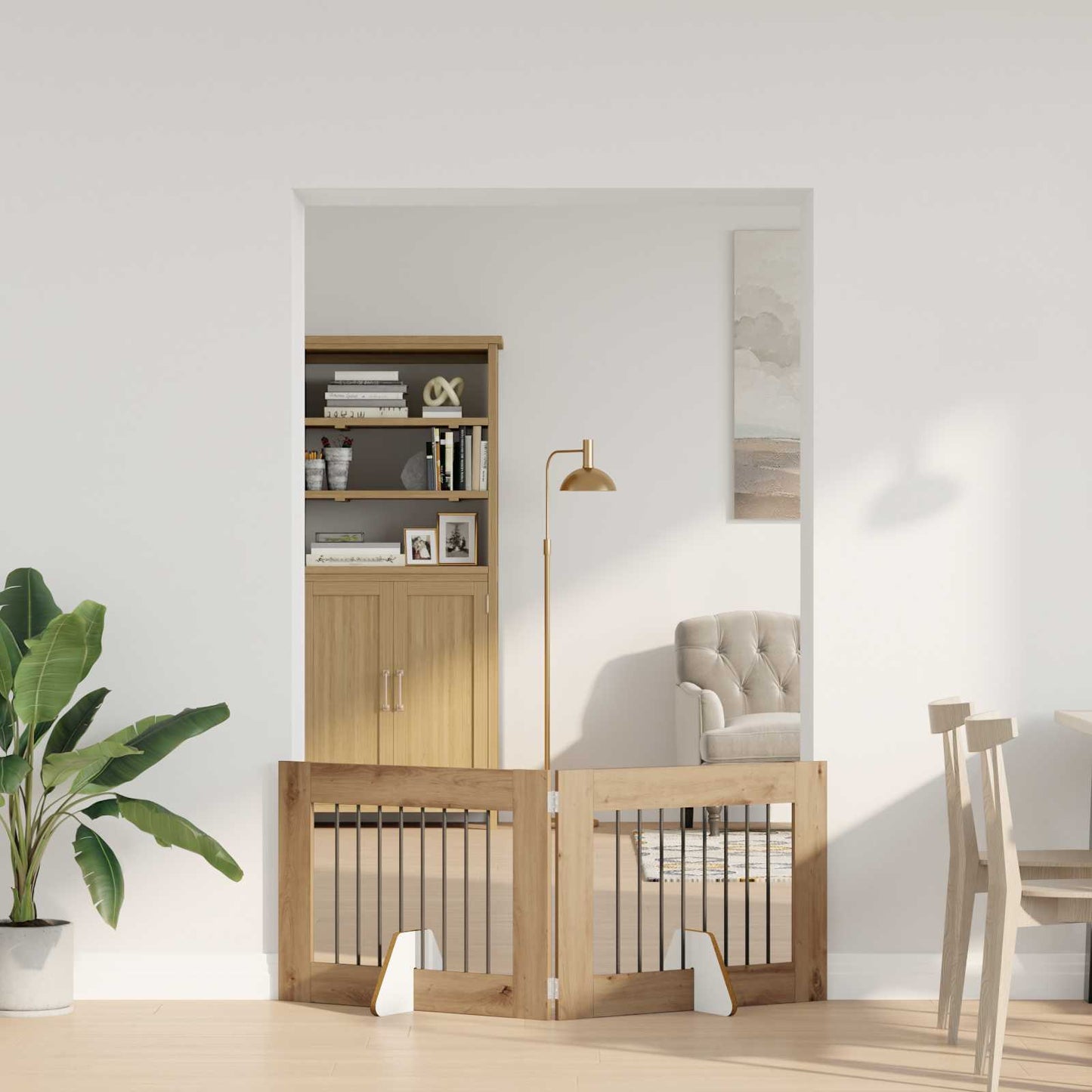 Sammenklappelig hundegitter med stativer 2 stk. Artisan-eg