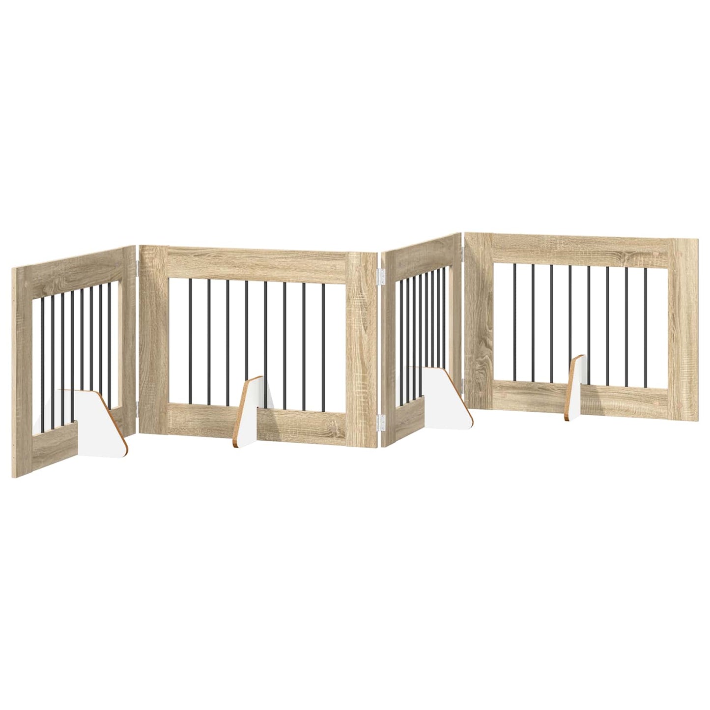 Sammenklappelig hundegitter med stativer 4 pcs Sonoma-eg 321 cm