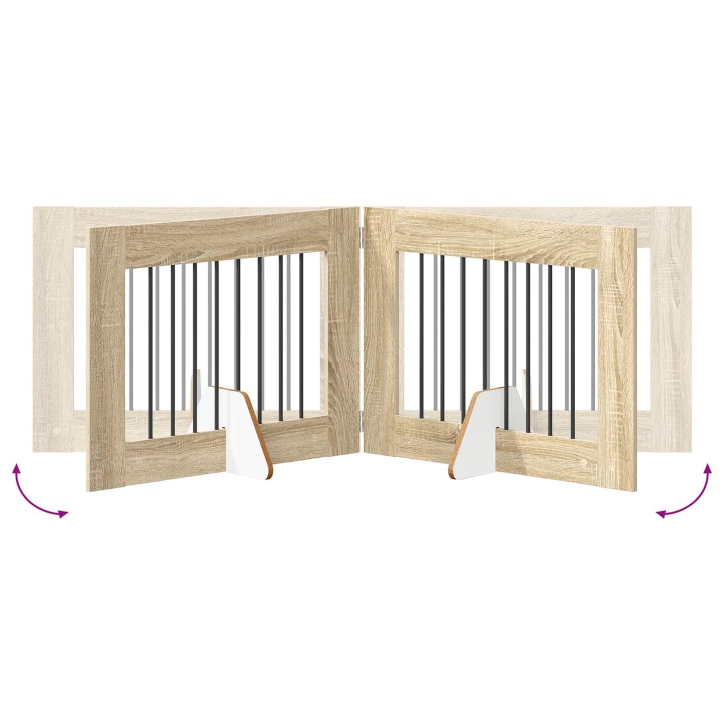 Sammenklappelig hundegitter med stativer 4 pcs Sonoma-eg 321 cm