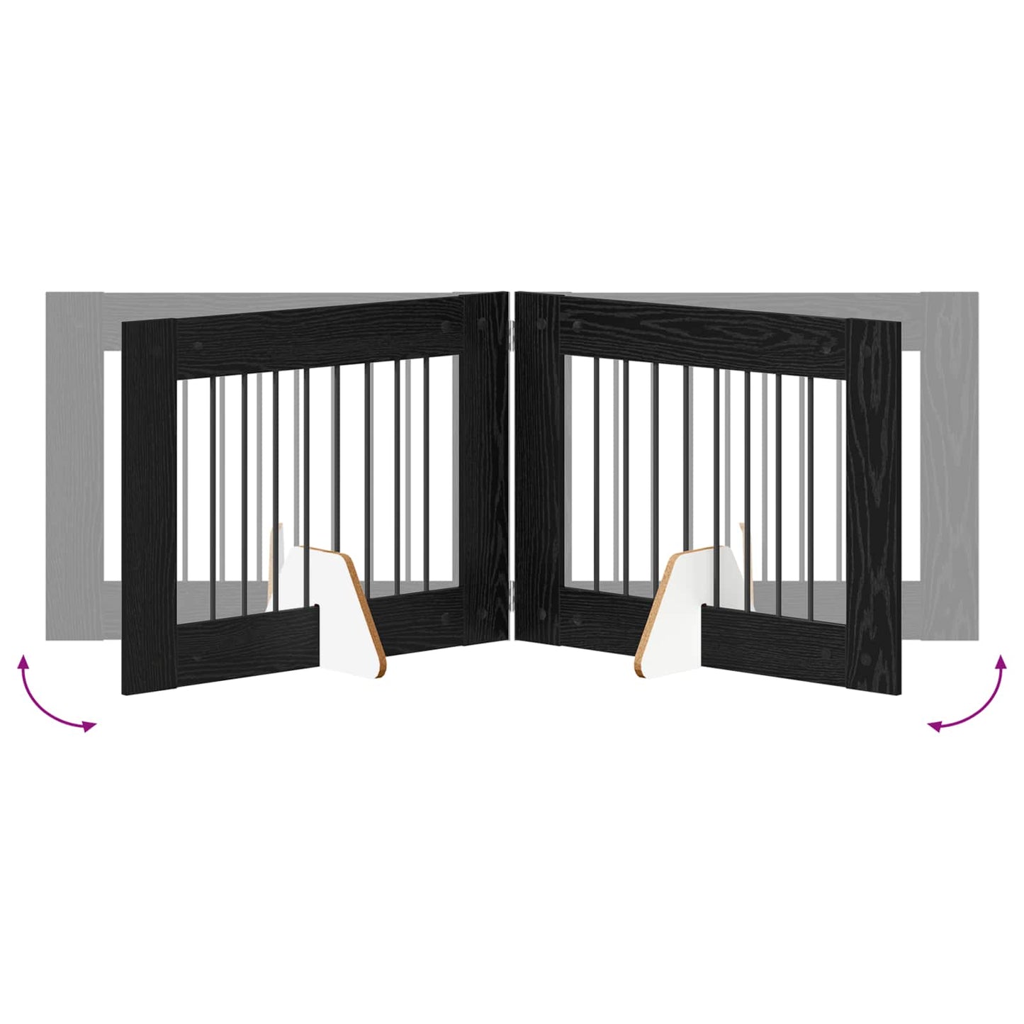 Sammenklappelig hundegitter med stativer 6 pcs Sort eg 482 cm