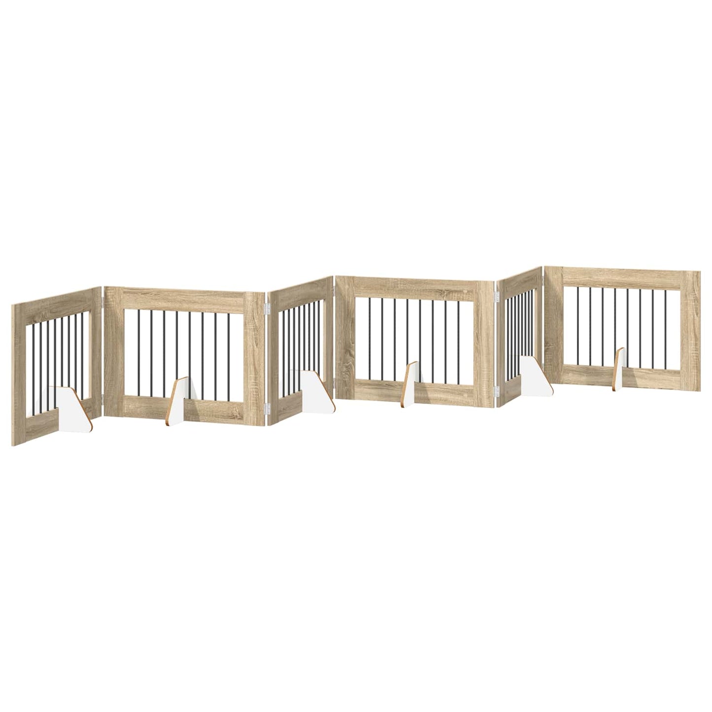 Sammenklappelig hundegitter med stativer 6 pcs Sonoma-eg 482 cm
