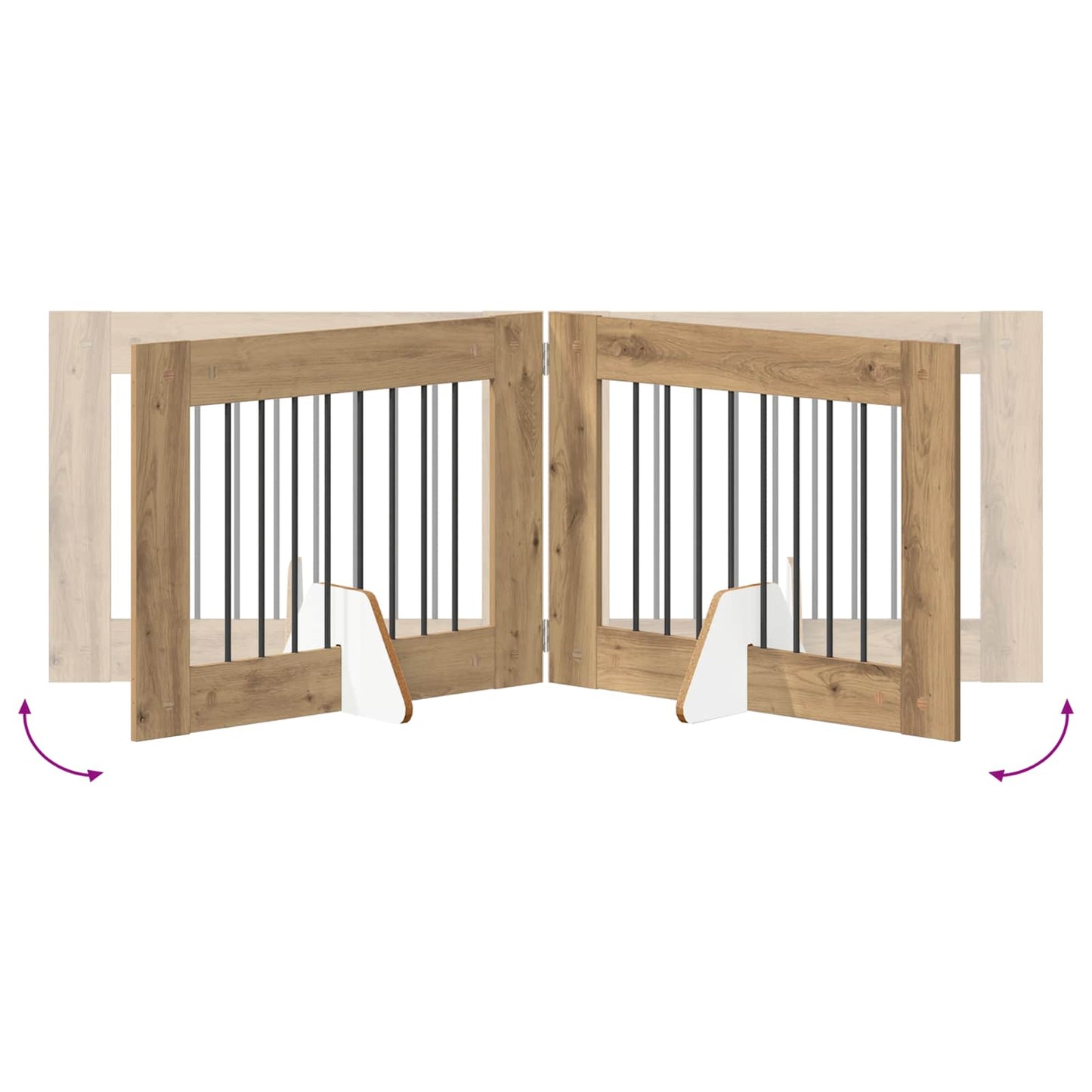 Sammenklappelig hundegitter med stativer 6 stk. Artisan-eg