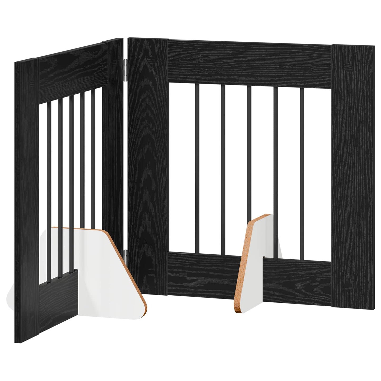 Sammenklappelig hundegitter med stativer 2 pcs Sort eg 120,5 cm