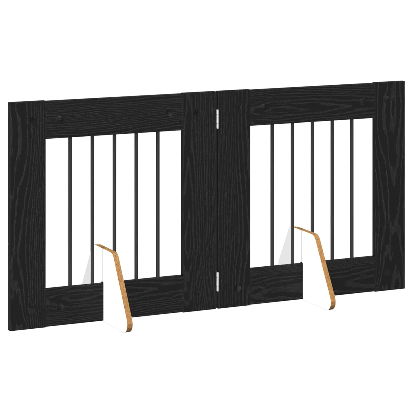 Sammenklappelig hundegitter med stativer 2 pcs Sort eg 120,5 cm