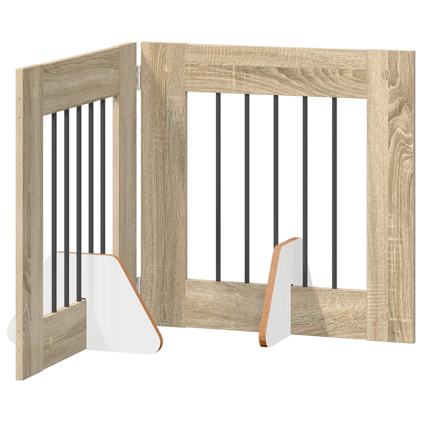 Sammenklappelig hundegitter med stativer 2 pcs Sonoma-eg