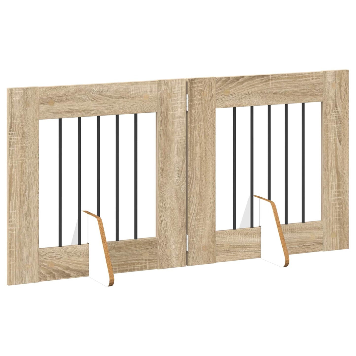 Sammenklappelig hundegitter med stativer 2 pcs Sonoma-eg