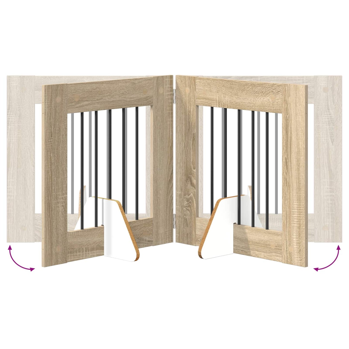 Sammenklappelig hundegitter med stativer 2 pcs Sonoma-eg