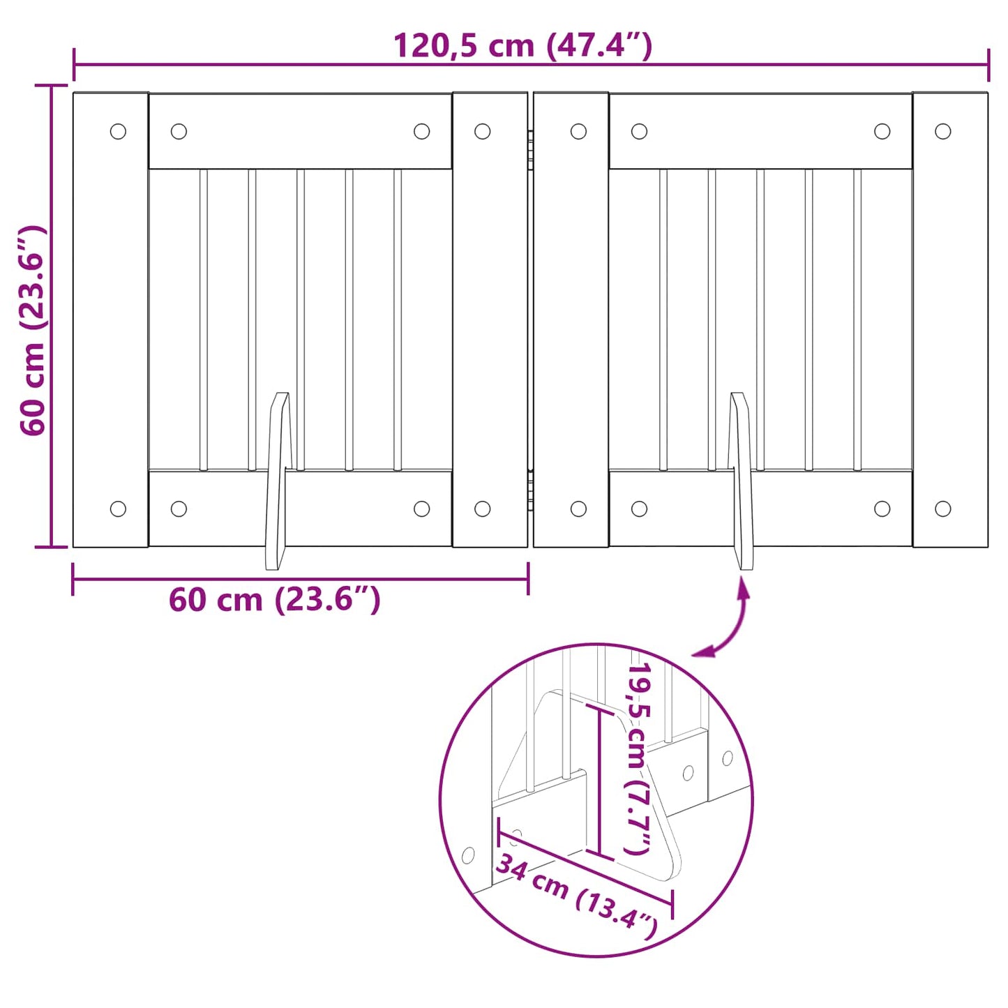 Sammenklappelig hundegitter med stativer 2 pcs Sonoma-eg