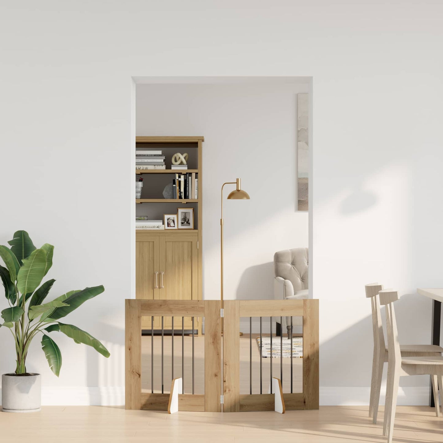 Sammenklappelig hundegitter med stativer 2 pcs Artisan-eg