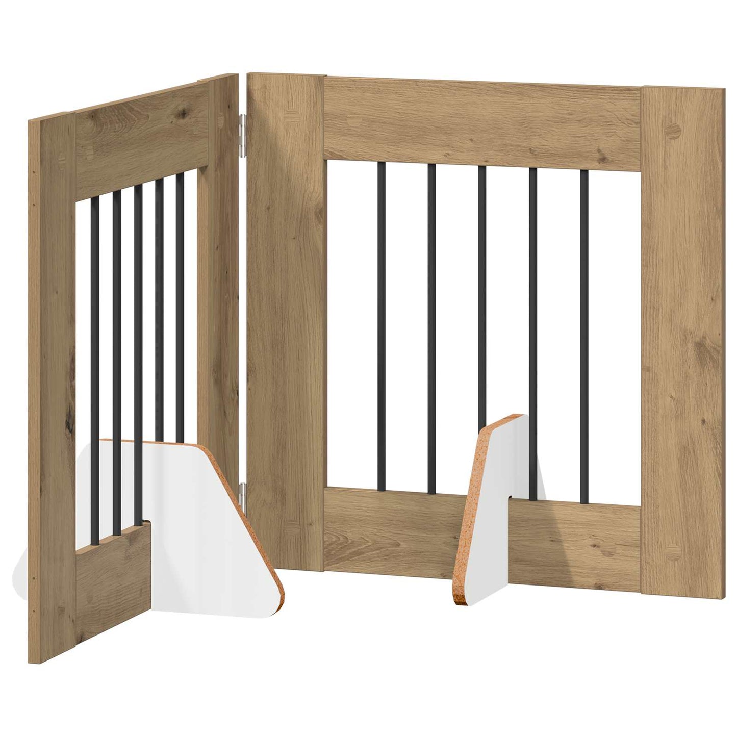 Sammenklappelig hundegitter med stativer 2 stk. Artisan-eg