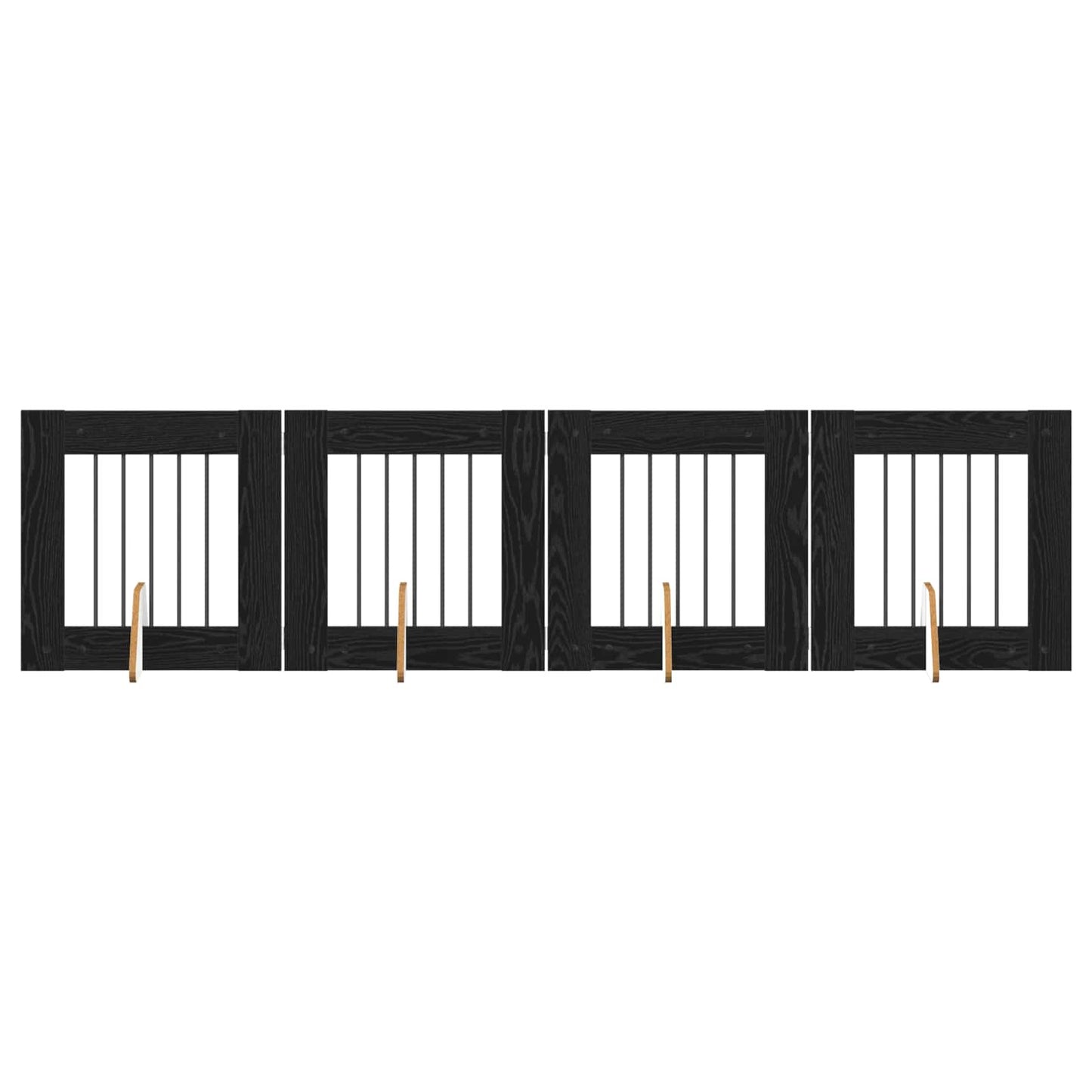Sammenklappelig hundegitter med stativer 4 pcs Sort eg 241 cm