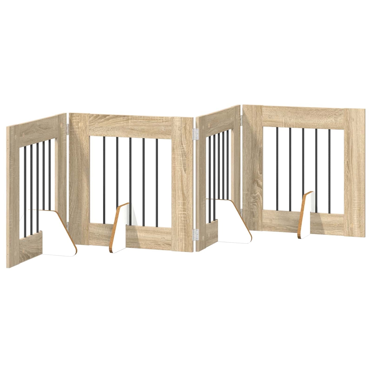 Sammenklappelig hundegitter med stativer 4 pcs Sonoma-eg 241 cm