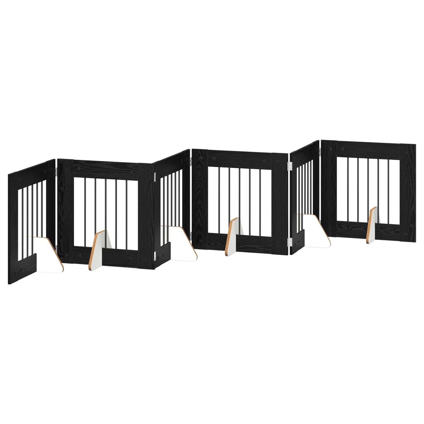 Sammenklappelig hundegitter med stativer 6 pcs Sort eg 362 cm