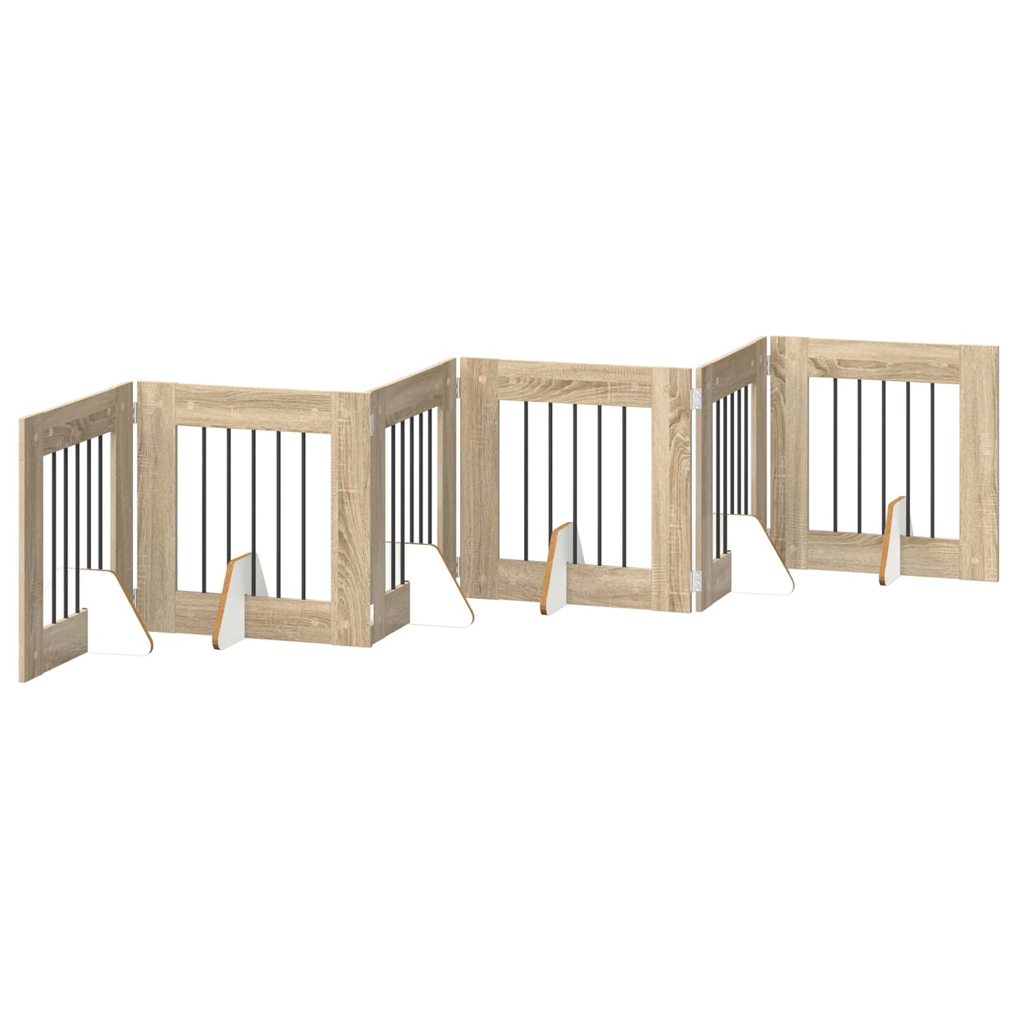 Sammenklappelig hundegitter med stativer 6 pcs Sonoma-eg 362 cm