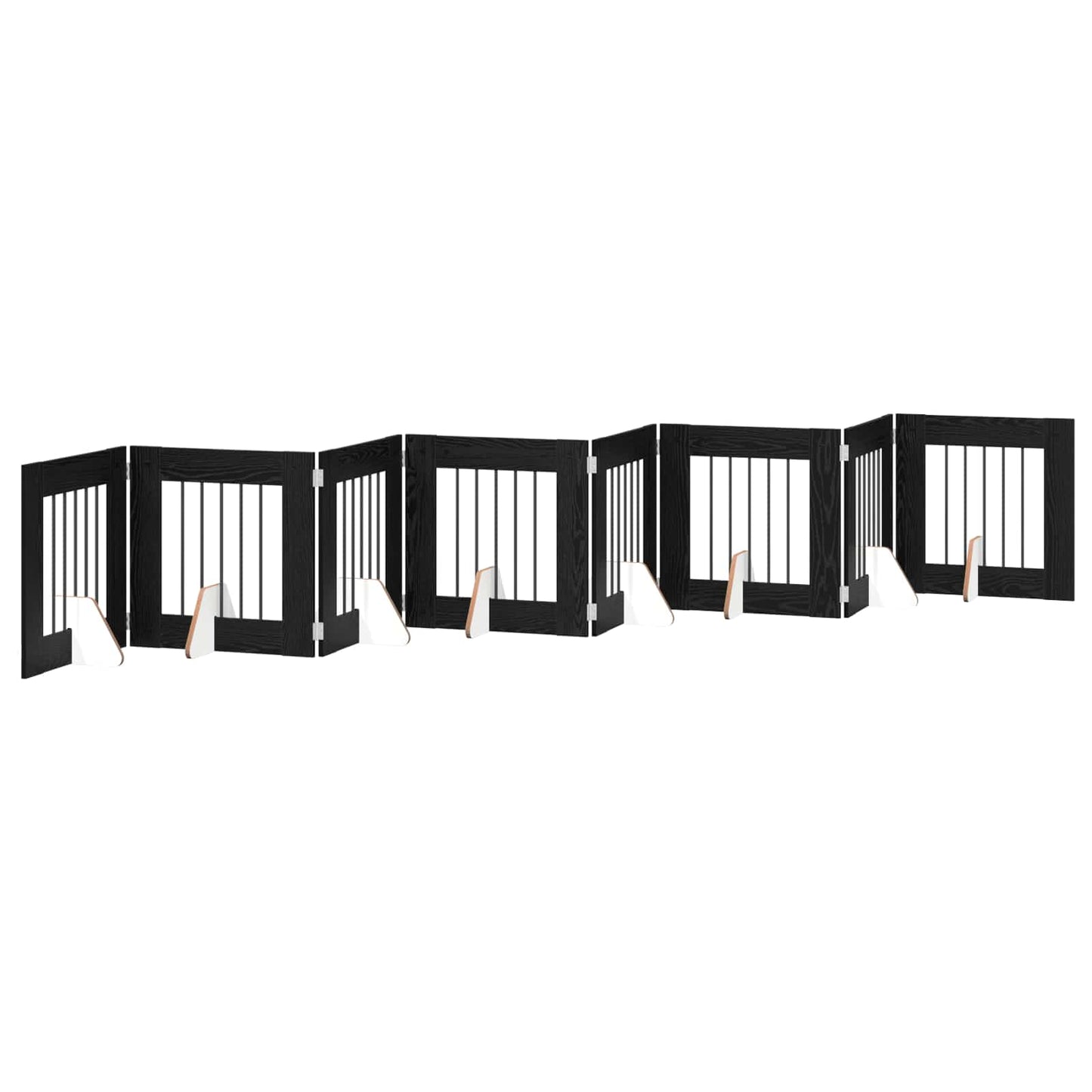 Sammenklappelig hundegitter med stativer 8 pcs Sort eg 60 cm
