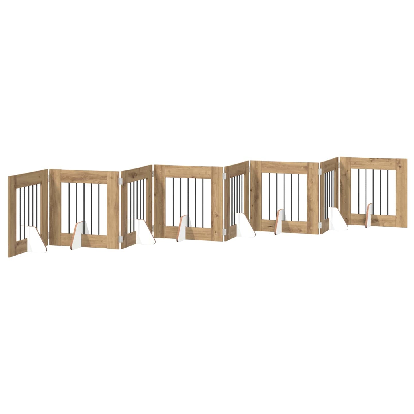 Sammenklappelig hundegitter med stativer 8 stk. Artisan-eg