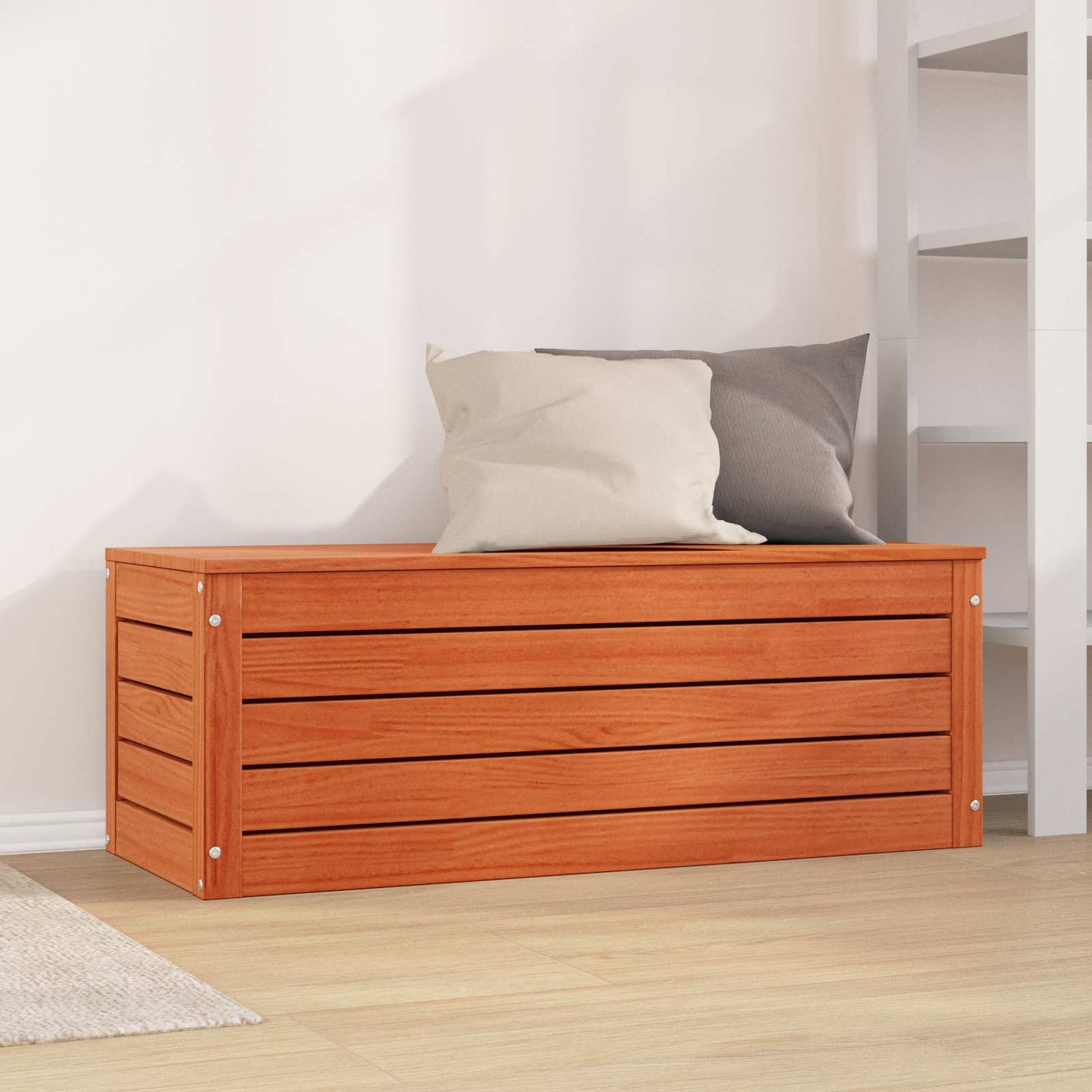 Opbevaringskasse Voks brun 89 x 36,5 x 33 cm Massiv fyrretræ