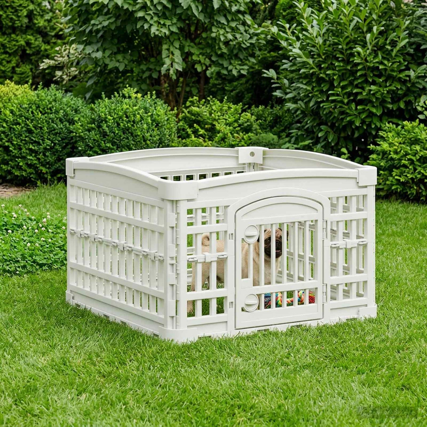4-panelers hunde legegrind 60 x 60 x 38 cm Plastik Hvid